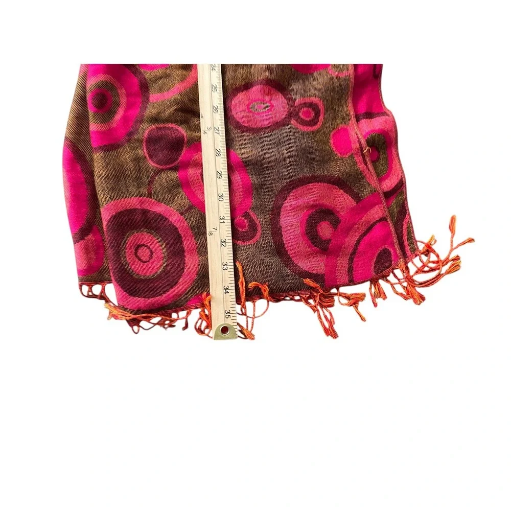 Pashmina Cashmere/Silk Shawl Scarf w/Abstract Geometric Circles 70
